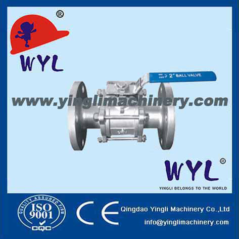 3pc high mounting pad flanged ball valve