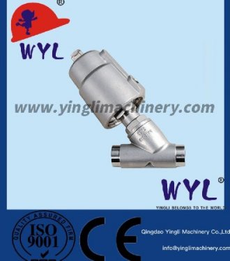 Welded steel pneumatic angle seat valve